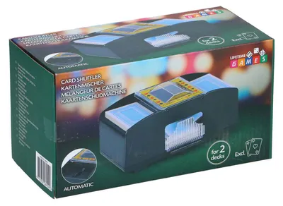 Image de Lifetime Games Mélangeur de cartes automatique - Mélangeur de cartes électrique pour 2 jeux - Accessoires de jeu à piles pour le poker et le bridge - Compact Noir