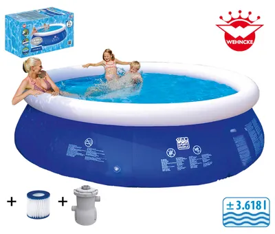 Produktbild von Happy People QuickUp Pool blau, 300 x 76 cm, inkl. Filterpumpe, 77770