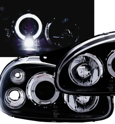 Productafbeelding van Koplampen met zwarte "angel eyes" ringen, links/rechts, voor Opel Corsa B / Combo B, vanaf 1993