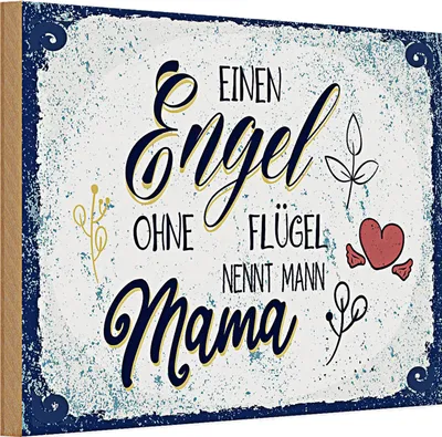 Produktbild von Holzschild Spruch Engel ohne Flügel nennt man Mama 30x20cm