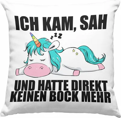 Produktbild von Trendation - Einhorn Deko-Kissen mit Füllung 40x40 mit Spruch Geschenk Arbeitskollege Kollegin  Deko-Kissen mit Füllung 40x40 Büro (Blau)