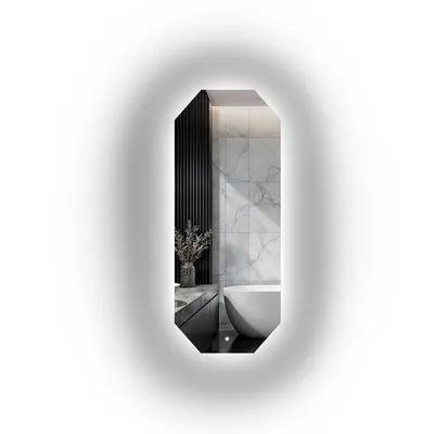 Image de Alfaram Miroir mural organique OKTAGON LED 60 X 120 , de forme irrégulière, pour la salle de bains ou le salon
