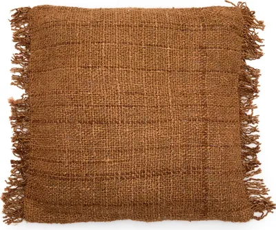 Image de Housse de coussin coton marron 60x60x10cm