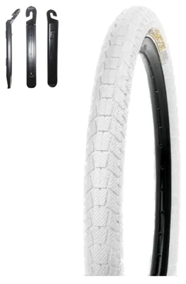 Obrázek produktu pro 1 x Pláště Kenda K-907 Krackpot pro BMX kola, rozměr 20 x 1,95 (50-406), bílá barva, včetně páčidel na pláště