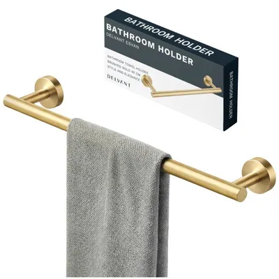 Produktbild von Delvant ESVAN Handtuchhalter 40 cm Wand, Handtuchstange Edelstahl Gebürstetes Gold, Badaccessoire, Wandmontage, Modernes Minimalistisches Design