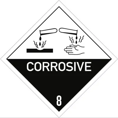 Produktbild von Dreifke® Gefahrzettel Klasse 8 Text CORROSIVE, Folie, 250x250 mm