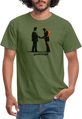 Produktbild von Spreadshirt Pink Floyd Album Cover Und Logo Männer T-Shirt, L, Militärgrün