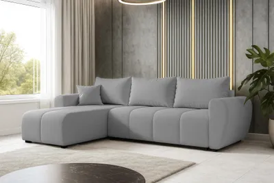 Image de AX LIVING Canapé d'angle avec fonction sommeil Malatya L Mini canapé gris clair G