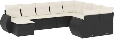 Produktbild von vidaXL 10-tlg. Garten-Sofagarnitur mit Kissen Schwarz Poly Rattan