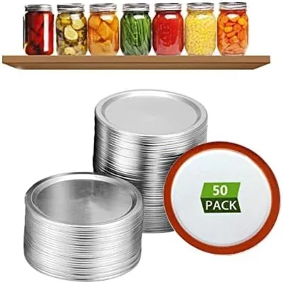 Productafbeelding van PromoHome® 50 stuks brede afsluitdeksels – luchtdicht, vaatwasmachinebestendig, zilver, 86 mm
