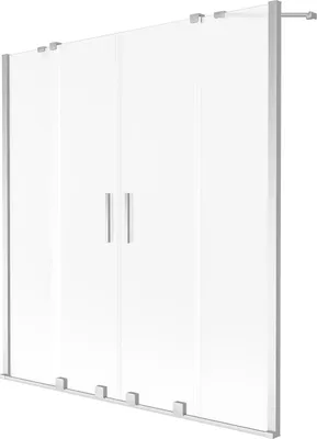Produktbild von Mexen Velar Duo Badewannenfaltwand 2-flügelig verschiebbar 140 x 150 cm, Milchglas, Chrom - 896-140-000-32-01