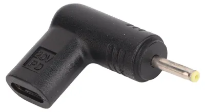 Image de Adaptateur femelle Type C vers CC 2,5 x 0,7 mm, 18,5 à 20 V, 100 W, recharge rapide PD, puce E-Mark, adaptateur femelle Type C vers mâle CC