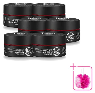 Obrázok produktu pre 6 kusov vosku na vlasy Red One Quicksilver Aqua – silná fixácia a lesk – 150 ml – výhodný balík