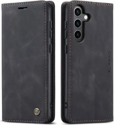 Immagine prodotto di Custodia per Samsung Galaxy S24+, Custodia retrò in Finto cuoio con funzione di supporto Nero