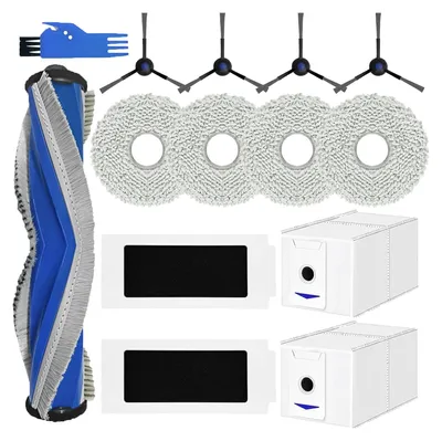 AiLomey Zubehörset Für Ecovacs Deebot T30 Omni / T30 Pro - 1 Hauptbürste, 2 Filter, 4 Staubbeutel, 4 Tücher, 2 Seitenbürsten