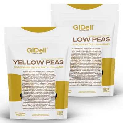 Immagine prodotto di Piselli gialli, 2 kg, interi, non sgusciati, vegani, ricchi di proteine, naturali, legumi, GiDeli