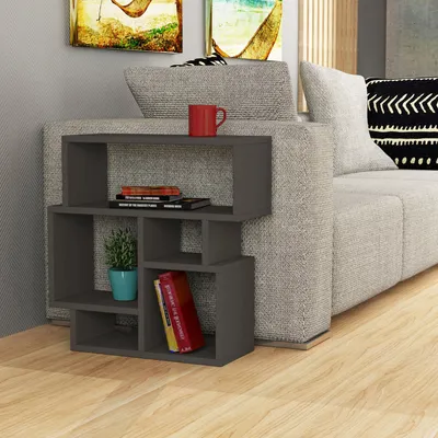 Image de DECORTIE Karma Table d'appoint moderne gris anthracite polyvalente avec créativité 22 x 59 x 61 cm