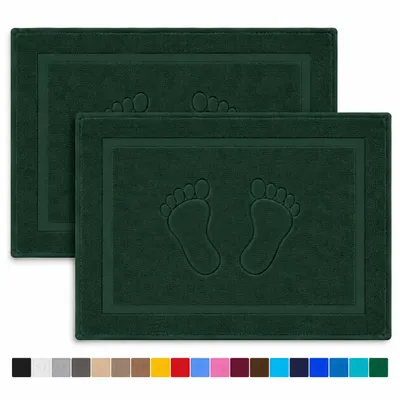 Produktbild von Komfortec Badvorleger 50x80 cm, 2er Set, 100% Baumwolle, 800 g/m², Dunkelgrün