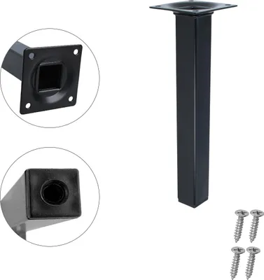 Produktbild von Eckiger Möbelfuss Stahl Möbelbein Sesselfuss Schwarz 25 x 25mm Möbelstütze Sofafuss 250mm