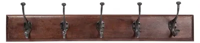 Immagine prodotto di Appendiabiti da parete in legno con ganci in ferro battuto a mano - 77 x 22 cm