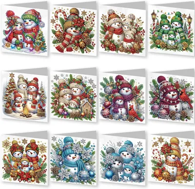 Obrázek produktu pro Sada 12 vánočních pohlednic "DIY Diamantová umělecká výstava", rozměr 30 x 15 cm, včetně obálek