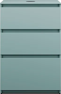 Image de burgbad Lin20 meuble sous-lavabo avec plan de toilette, 3 tiroirs, 602x552x900mm, WXOE060F5395