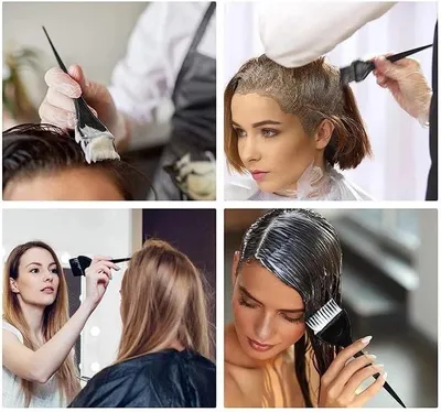 Produktbild von Set mit 2 schwarzen Haarfärbepinseln für den Friseursalon und zu Hause
