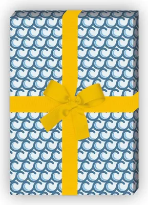 Produktbild von Elegantes Geschenkpapier mit Wellen Muster in blau - G6307, 32 x 48cm