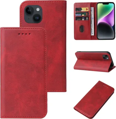 Produktbild von König Design Hülle kompatibel mit Apple iPhone 15 Plus Kunstleder Handyhülle - Handy Case Rot