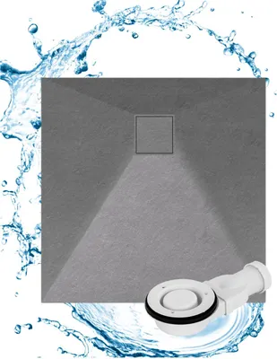 Produktbild von Granitan | Duschwanne Teja - 80 x 80 cm - Grau - Antirutsch - Hochwertiger SMC-Komposit