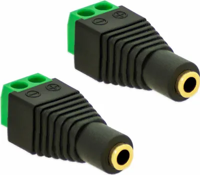 Produktbild von 2X Klinken Buchse 3,5mm Adapter > Terminal Block 2-Pin Schraub Klemmen Vergoldet
