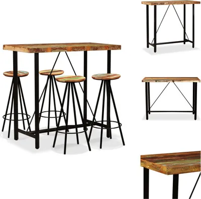 Image de vidaXL Ensemble bar 5 pièces vieux bois massif - Salle à manger