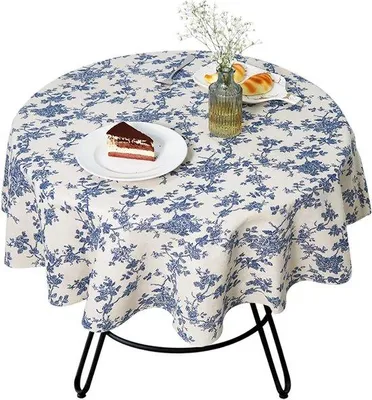 Produktbild von Famanu Tischdecke Vintage Blaues Blumenmuster - 120 cm