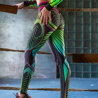 Produktbild von y Women Printing Gym Workout Leggings Dehnbare, atmungsaktive Hosenhose