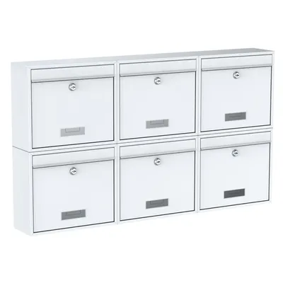 Produktbild von BASI - Briefkasten - SET - 6x BK 900 - Stahl Weiß - 6x2170-0662
