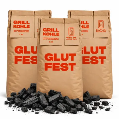 Produktbild von Gulfest Braun Säcke Grillkohle  3 x 3 kg - 20-80 mm | 100 % Buche & Eiche Khole - zum entspannten Grillen von BBQ & Fleisch | C44-Zittau