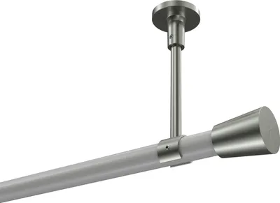 Produktbild von Interdeco Gardinenstange / Vorhangstange Weiß / Edelstahl-Optik, Typ Sonette Sitra (Konus) ohne Ringe, Deckenmontage, 20 mm Ø 1-läufig, 140 cm