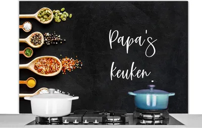 Produktbild von KitchenYeah®  Spritzschutz Küche - Küchenrückwand - Wandschutz für Herd und Spüle - Zitate - Sprichwörter - Küche - Papa 120x80 - Alu-Dibond (Alternative zum Spritzschutz aus Glas) - Hitzebeständig -