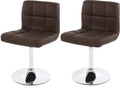 Image de lot de 2 chaises de salle à manger Chaise pivotante Chaise Kavala similicuir chrome ~ marron