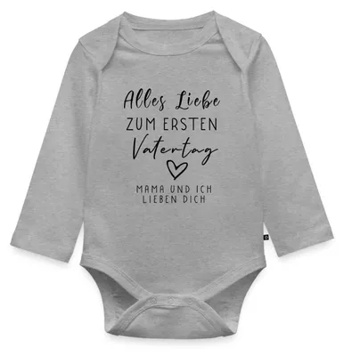 Produktbild von Spreadshirt Alles Liebe Zum Ersten Vatertag Geschenk für Papa Tages Baby Body Langarm, 92 (1,5 - 2 Jahre), Grau meliert