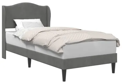 Produktbild von vidaXL Bettrahmen mit Kopfteil Dunkelgrau 100 x 200 cm Samt