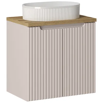 Produktbild von Waschtisch 60cm mit Keramikwaschbecken, kaschmir und Eiche, NEWPORT-56-CASHMERE