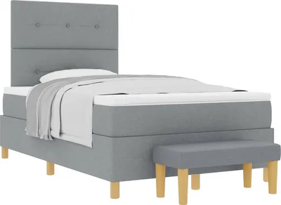 Immagine prodotto di vidaXL Letto a molle con materasso grigio chiaro 120 x 200 cm in tessuto