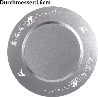 Obrázok produktu pre Vianočný tanier Nerezový tanier na sušienky Adventná dekorácia Otec Vianoc Adventný tanier Opakovane použiteľný, 16 cm, strieborná sivá, nerezová oceľ