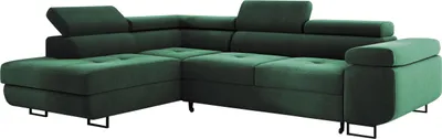 Obrázek produktu pro Rohová sedací souprava MONTANA 202x277 cm, obývací část ve tvaru L, rohová sedací souprava s funkcí spaní a lůžkem, čalouněný roh, sametová sedačka, pohovka - levá zelená MH37