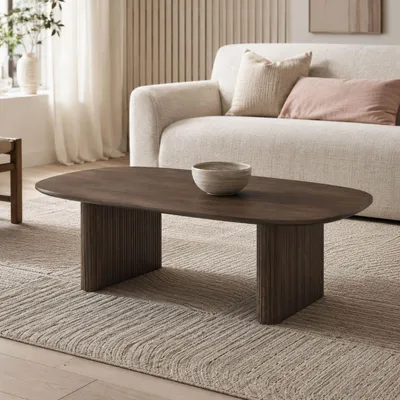 Produktbild von Giga Meubel Couchtisch Juro - Dänisch Oval Dunkelbraun Holz - 120x70cm