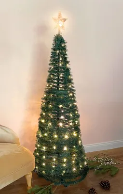Image de Sapin Pop Up avec éclairage LED - vert / 150 cm - avec chaîne lumineuse intégrée de 120 LED