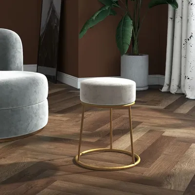 Obrázok produktu pre The Living Store Okrúhly taburet svetlosivý zamat