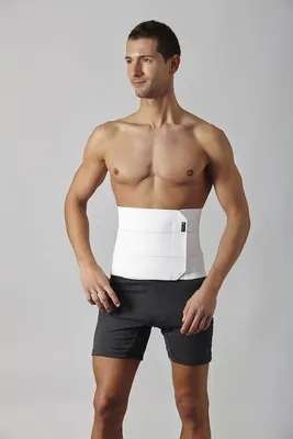 Produktbild von Elastisches Stütz-Bauchband für Rumpf- und Rippenunterstützung Weiß Größe S/M