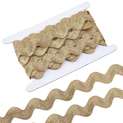 Metallic Gold Rick Trim, 10 m, 1,9 cm, wellenförmig, für DIY